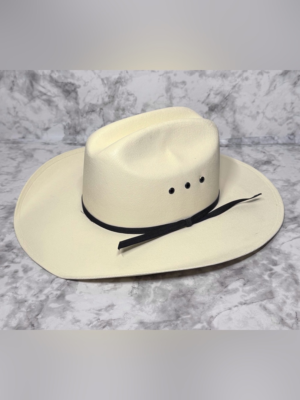 Justin Youth Cowboy Hat Buckaroo Stiff Straw Style Ivory Cream Color Black Band